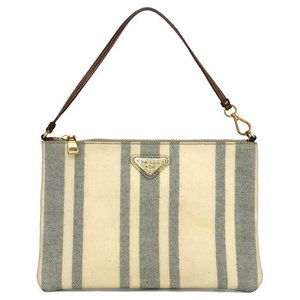 Prada Pouch Handbag Accessory Vinyl Plate Logo Ivory White